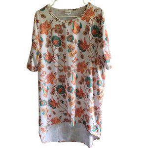 Lularoe White & Orange Floral Irma Tunic Top